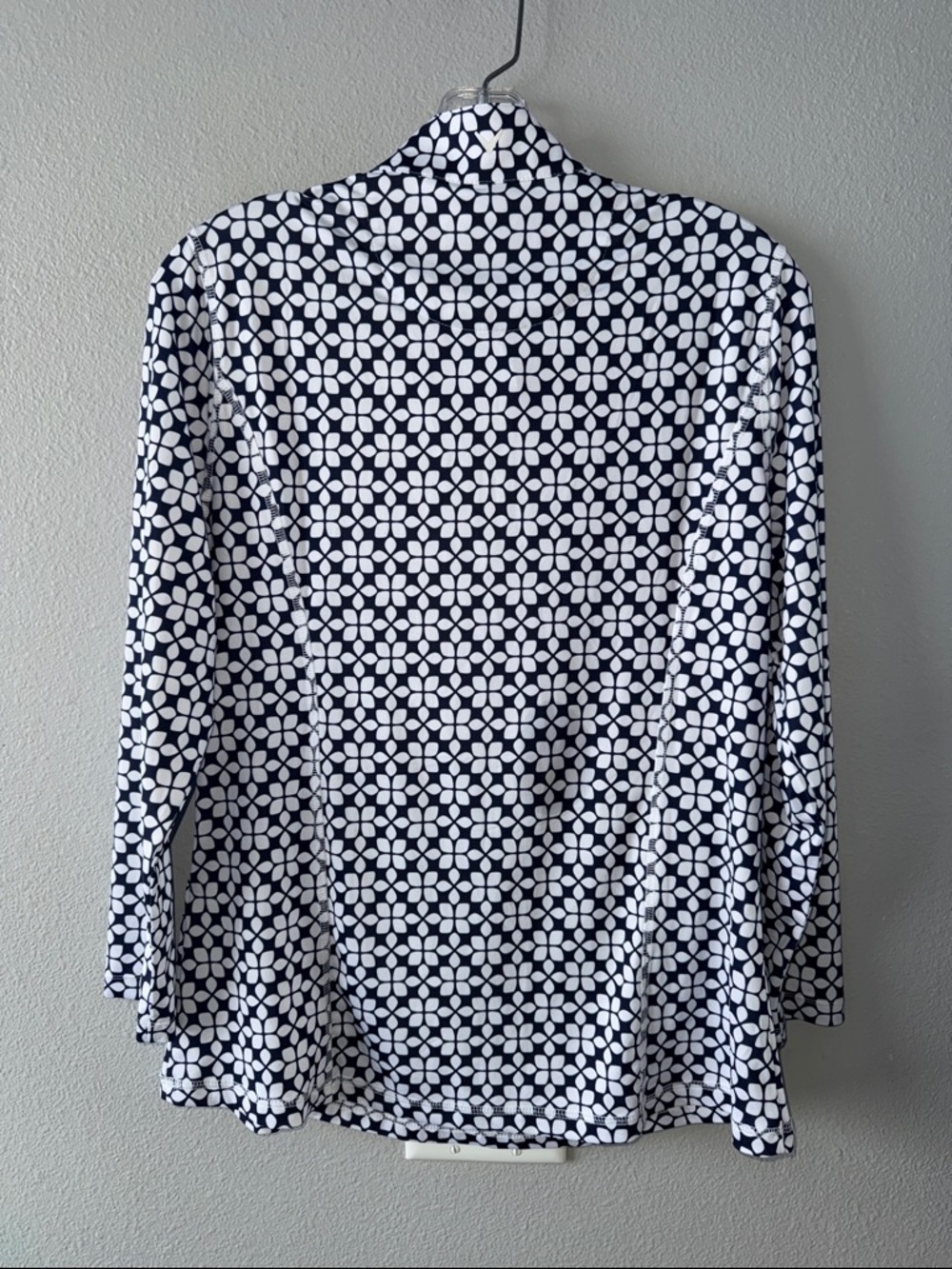 Callaway-Navy & White Geometric 1/4 Zip-Neck Pullover-Weather Series-SZ L - Picture 4 of 5